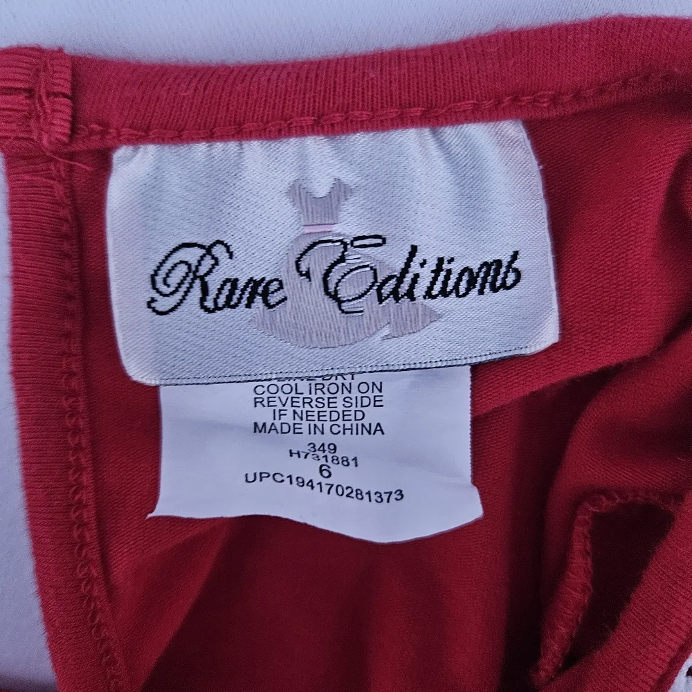 Rare Editions Red Christmas Holiday Dress with Candy Cane Design (Pre-Ow)